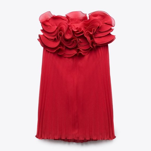 Zara Red Ruffle Mini Dress - Picture 6 of 12